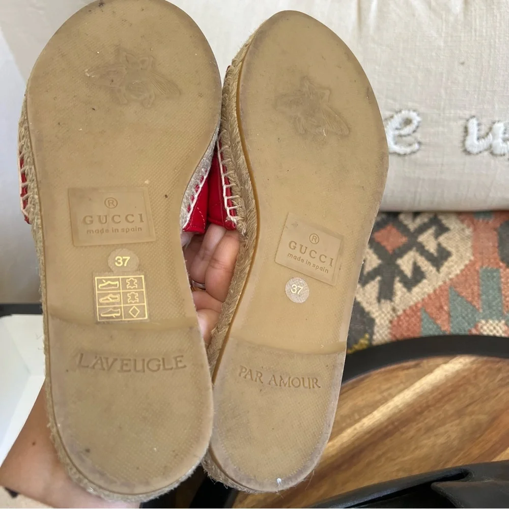 GUCCi Charlotte GG Marmont Nappa Leather Espadrilles Orig Box EU37 Worn Twice!